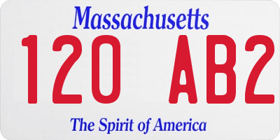 MA license plate 120AB2