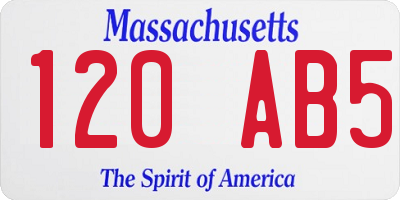 MA license plate 120AB5