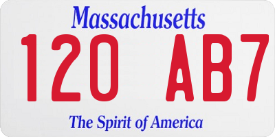 MA license plate 120AB7