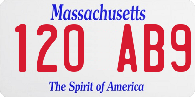 MA license plate 120AB9