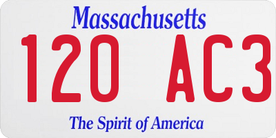 MA license plate 120AC3