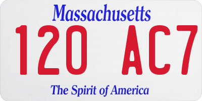 MA license plate 120AC7