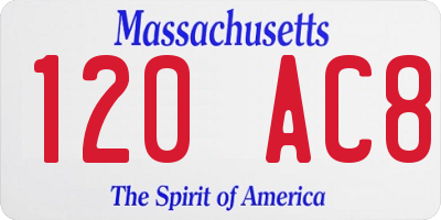 MA license plate 120AC8