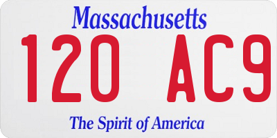 MA license plate 120AC9