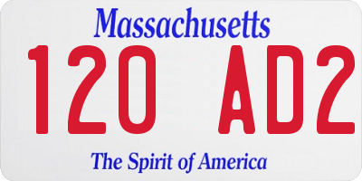 MA license plate 120AD2