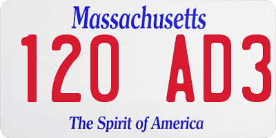 MA license plate 120AD3