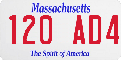 MA license plate 120AD4