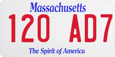 MA license plate 120AD7
