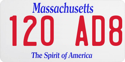 MA license plate 120AD8