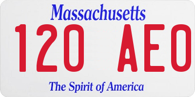 MA license plate 120AE0
