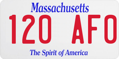 MA license plate 120AF0