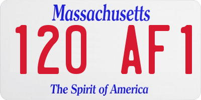 MA license plate 120AF1
