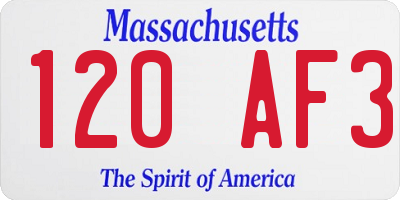 MA license plate 120AF3