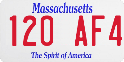 MA license plate 120AF4
