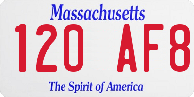 MA license plate 120AF8