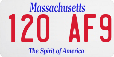 MA license plate 120AF9
