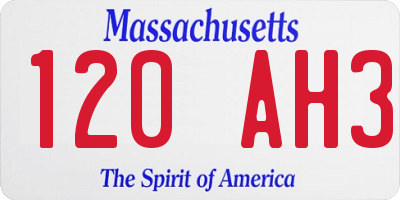 MA license plate 120AH3