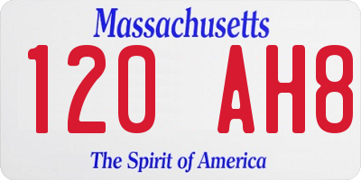 MA license plate 120AH8