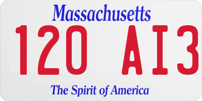 MA license plate 120AI3