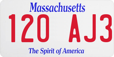 MA license plate 120AJ3