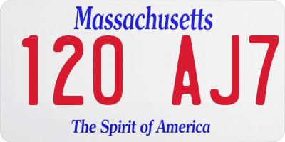 MA license plate 120AJ7