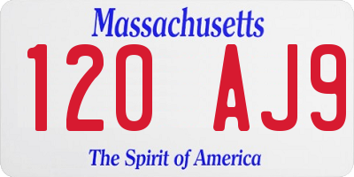 MA license plate 120AJ9