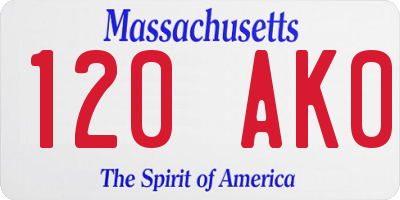 MA license plate 120AK0