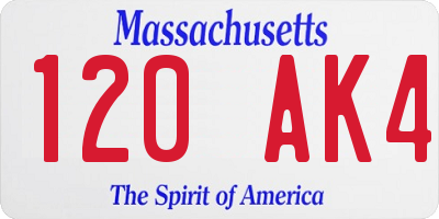 MA license plate 120AK4
