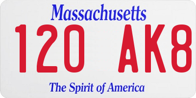 MA license plate 120AK8