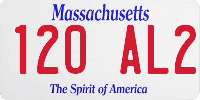 MA license plate 120AL2