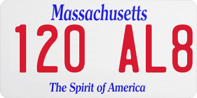 MA license plate 120AL8