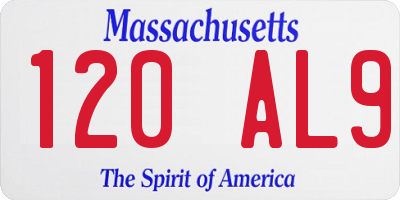 MA license plate 120AL9