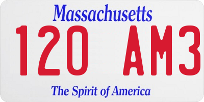 MA license plate 120AM3