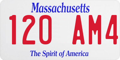 MA license plate 120AM4