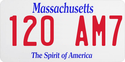 MA license plate 120AM7