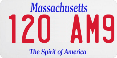 MA license plate 120AM9