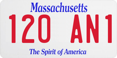 MA license plate 120AN1