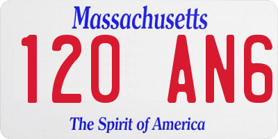 MA license plate 120AN6