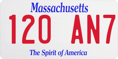 MA license plate 120AN7