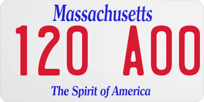 MA license plate 120AO0