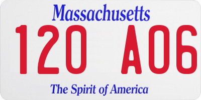 MA license plate 120AO6