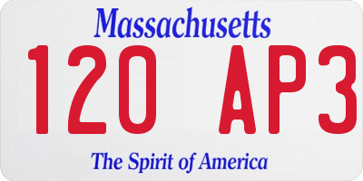 MA license plate 120AP3