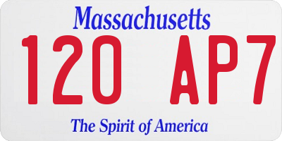 MA license plate 120AP7