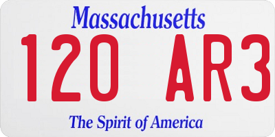 MA license plate 120AR3