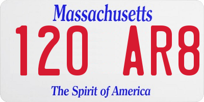 MA license plate 120AR8