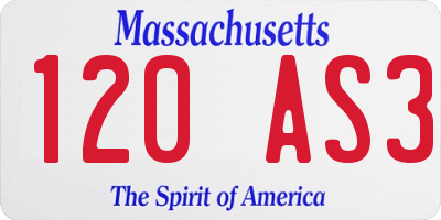 MA license plate 120AS3