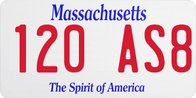 MA license plate 120AS8
