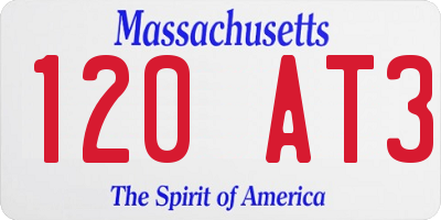 MA license plate 120AT3