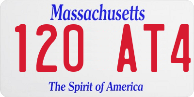 MA license plate 120AT4
