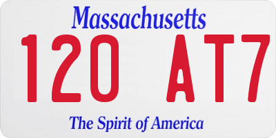 MA license plate 120AT7